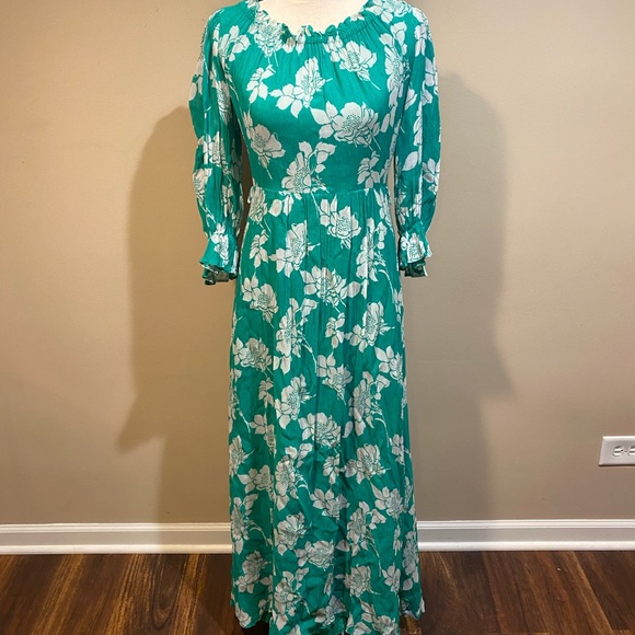 Vintage Vera Mont Paris Green Floral Maxi Dress - Picture 2 of 16